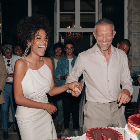 Vincent Cassel with his present wife Tina Kunakey. 